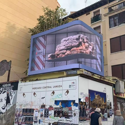 Наружный 3D L-образный изогнутый угол и правильный угол Решение P4 P5.7mm Led Display Screen Алюминиевый водонепроницаемый IP65 960*960mm Наружный рекламный светодиодный экран